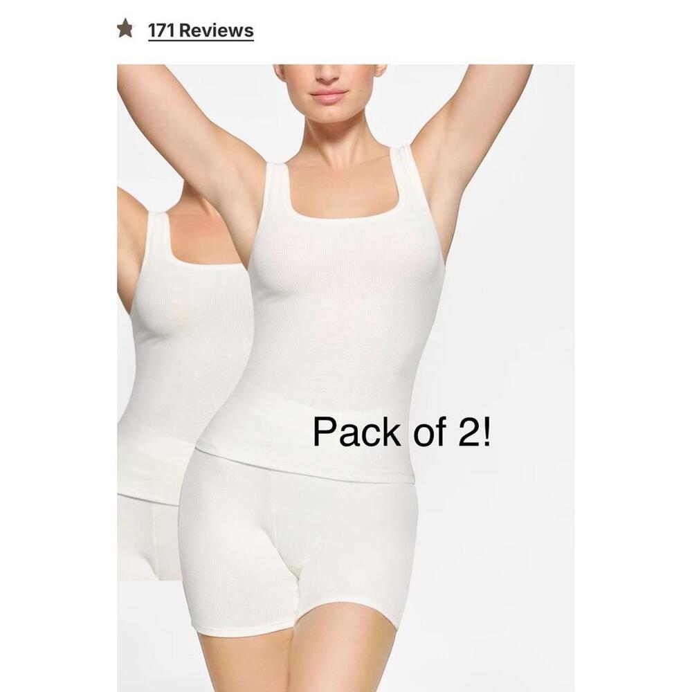 Women's Slim Fit Square Neck Tank Top, Pack of 2, Small